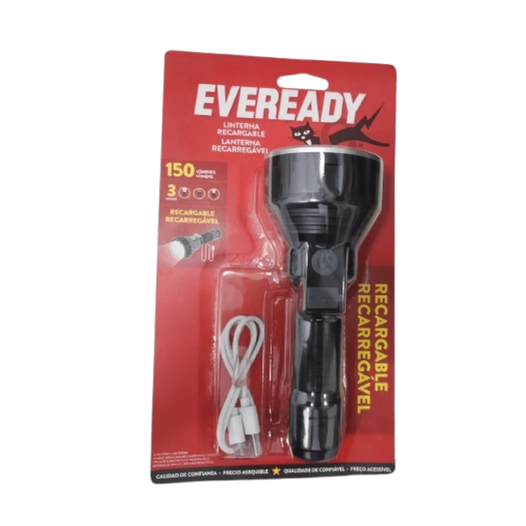 LINTERNA RECARGABLE EVEREADY 150 LUMENES 3 MODOS USB EVRVPHHL4. INCREIBLE