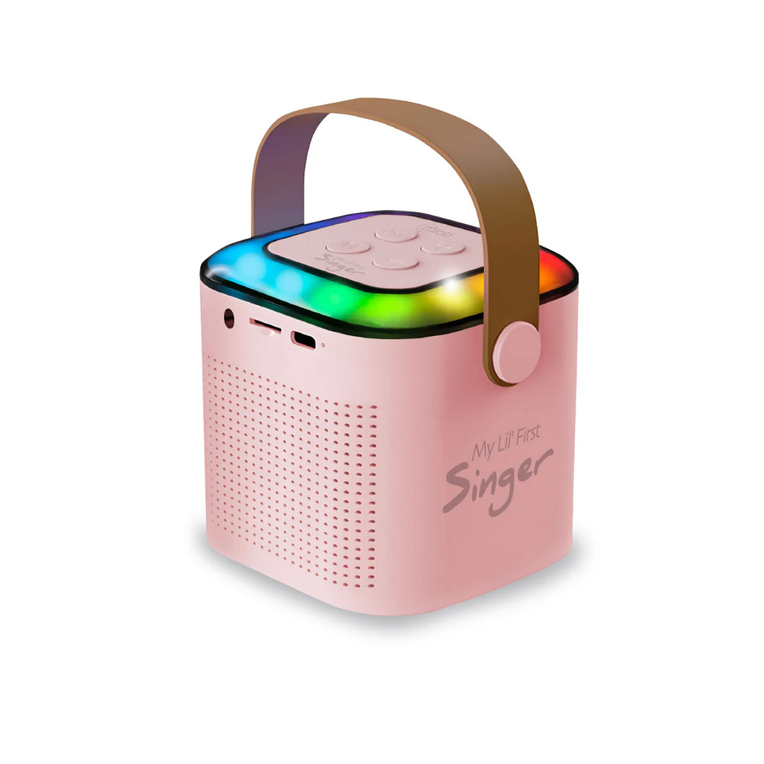 PARLANTE PORTATIL MICROLAB MY LIL FIRST SINGER 2 KARAOKE FUN FUNNY VOICE 09395. INCREIBLE