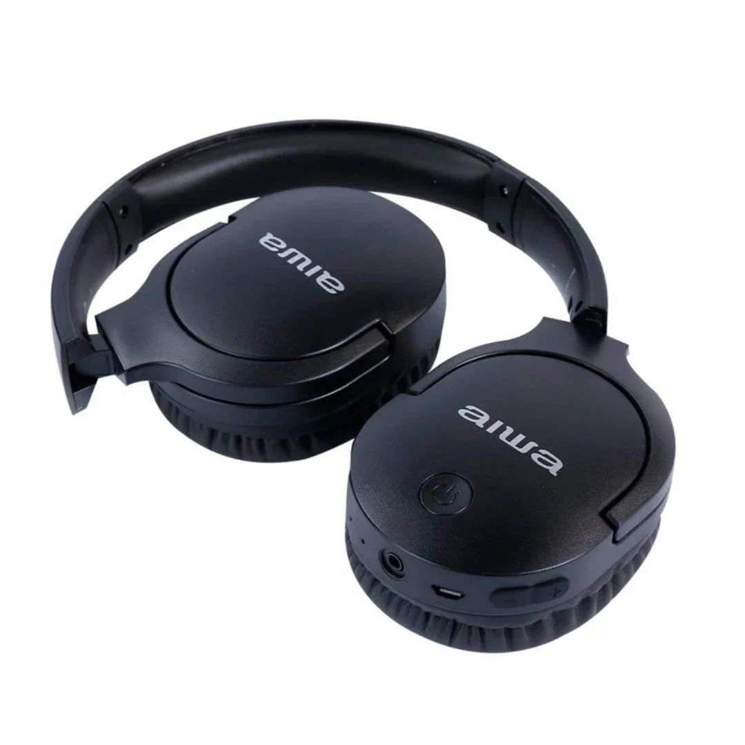 Audífonos BT Aiwa On-ear Micrófono Aux Aw-k11b Negro- Potentes y prácticos