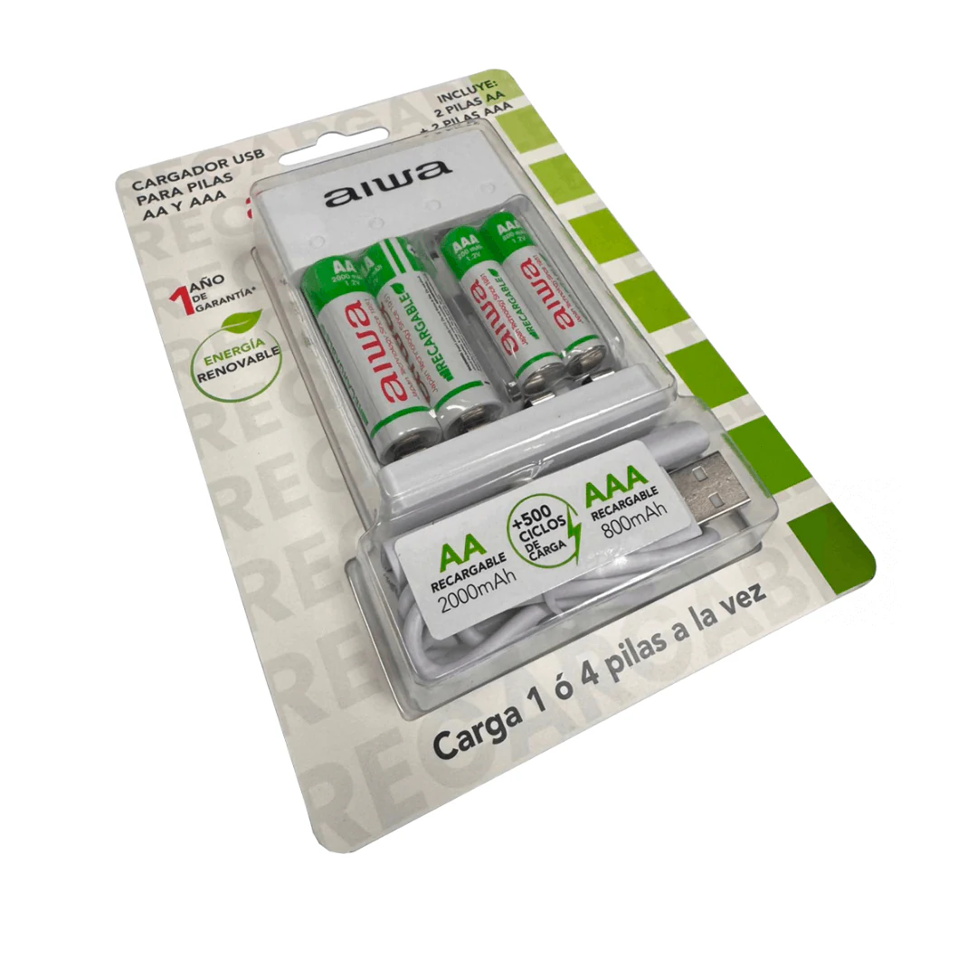 CARGADOR DE PILAS AA Y AAA AIWA BC-0905A BLANCO