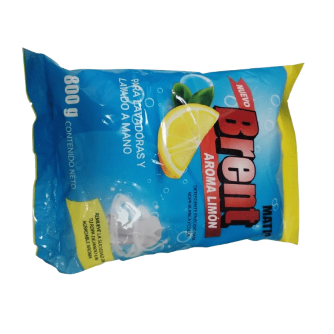 Brent Matic 800G: Increíble detergente en polvo Ropa Blanca & Color AROMA LIMÓN