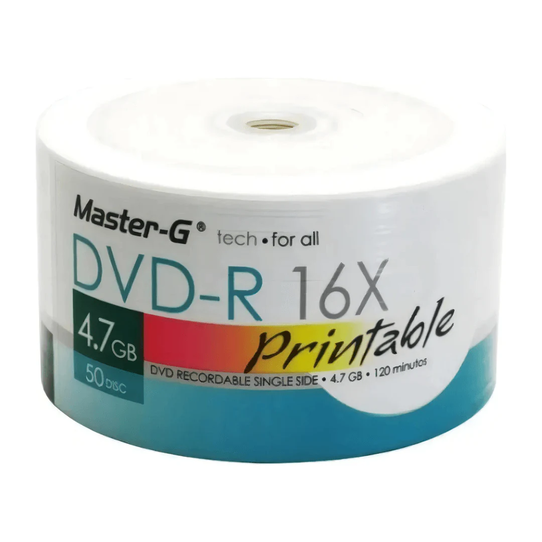 DVD IMPRIMIBLE MASTER-G 4,7GB 16X50 UNIDADES BLANCO