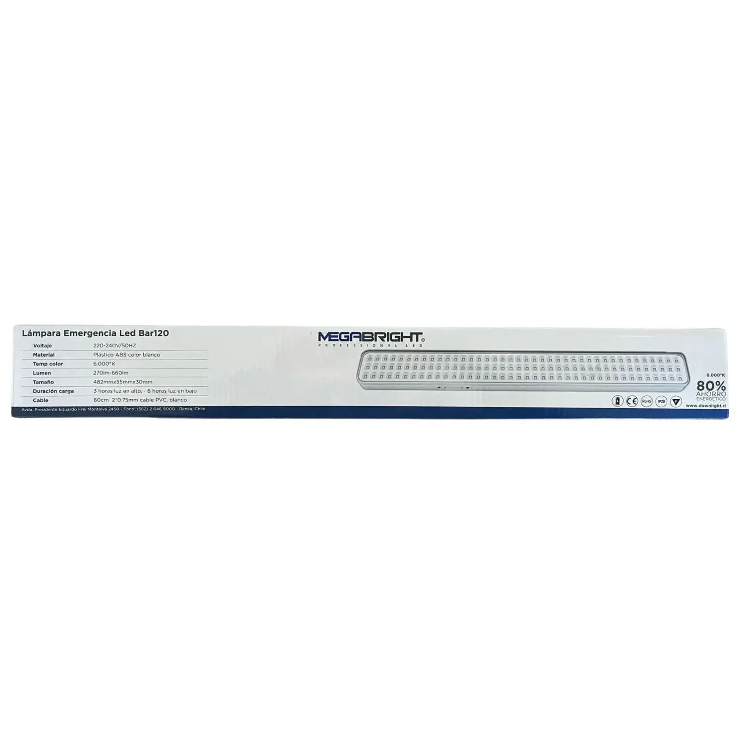 LAMPARA DE EMERGENCIA LED MEGABRIGHT BAR120 BLANCO