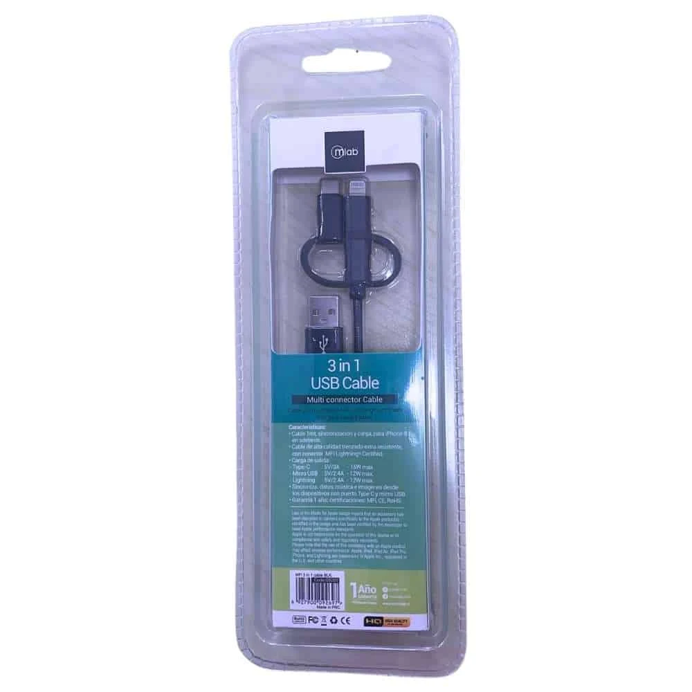 Microlab Cable 3 en 1 BLANCO: La Solución Definitiva y Universal para Carga Rápida Increíble