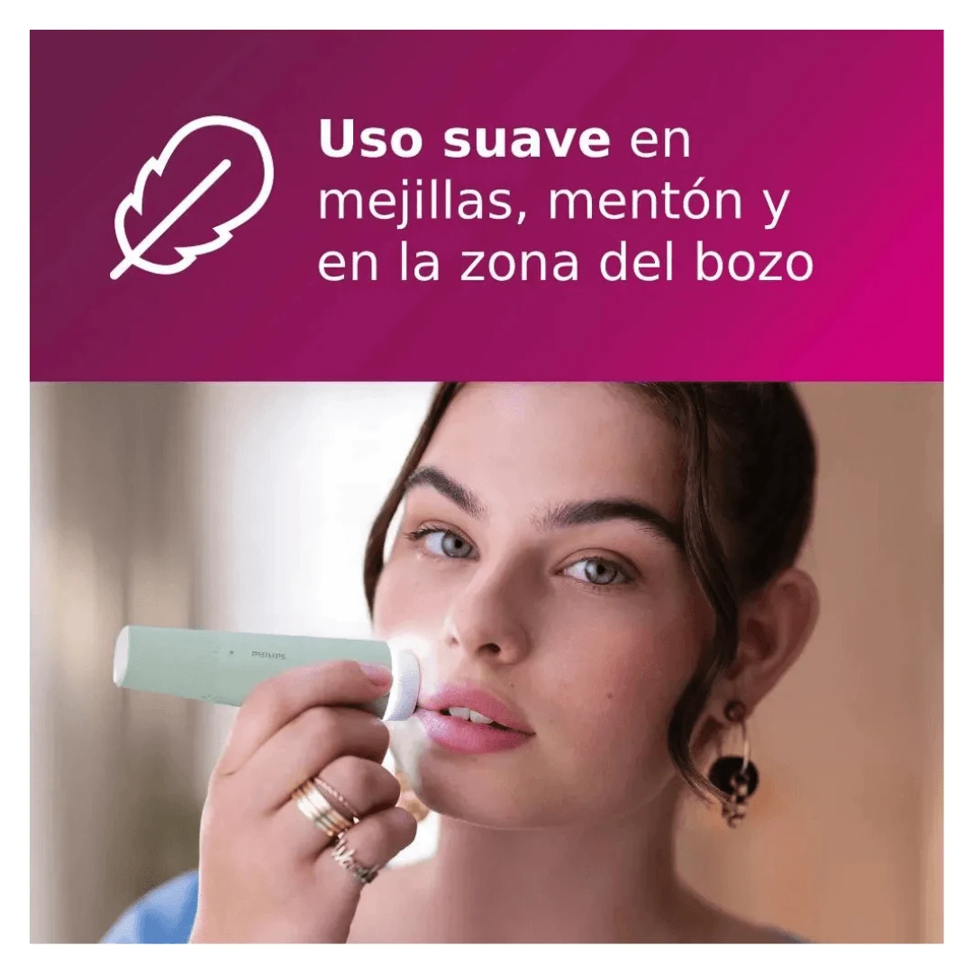 Depiladora Facial Philips Serie 5000 Brr474/00 Color Verde. increible