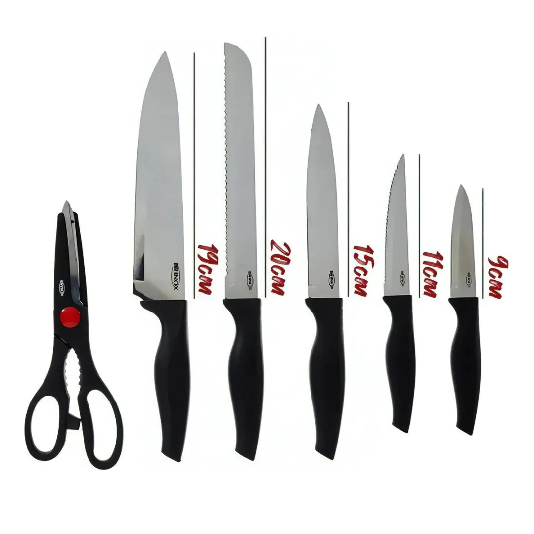 Juego De Cuchillos Cross Para Cocina Brinox 2556-310 Negro. INCREIBLE