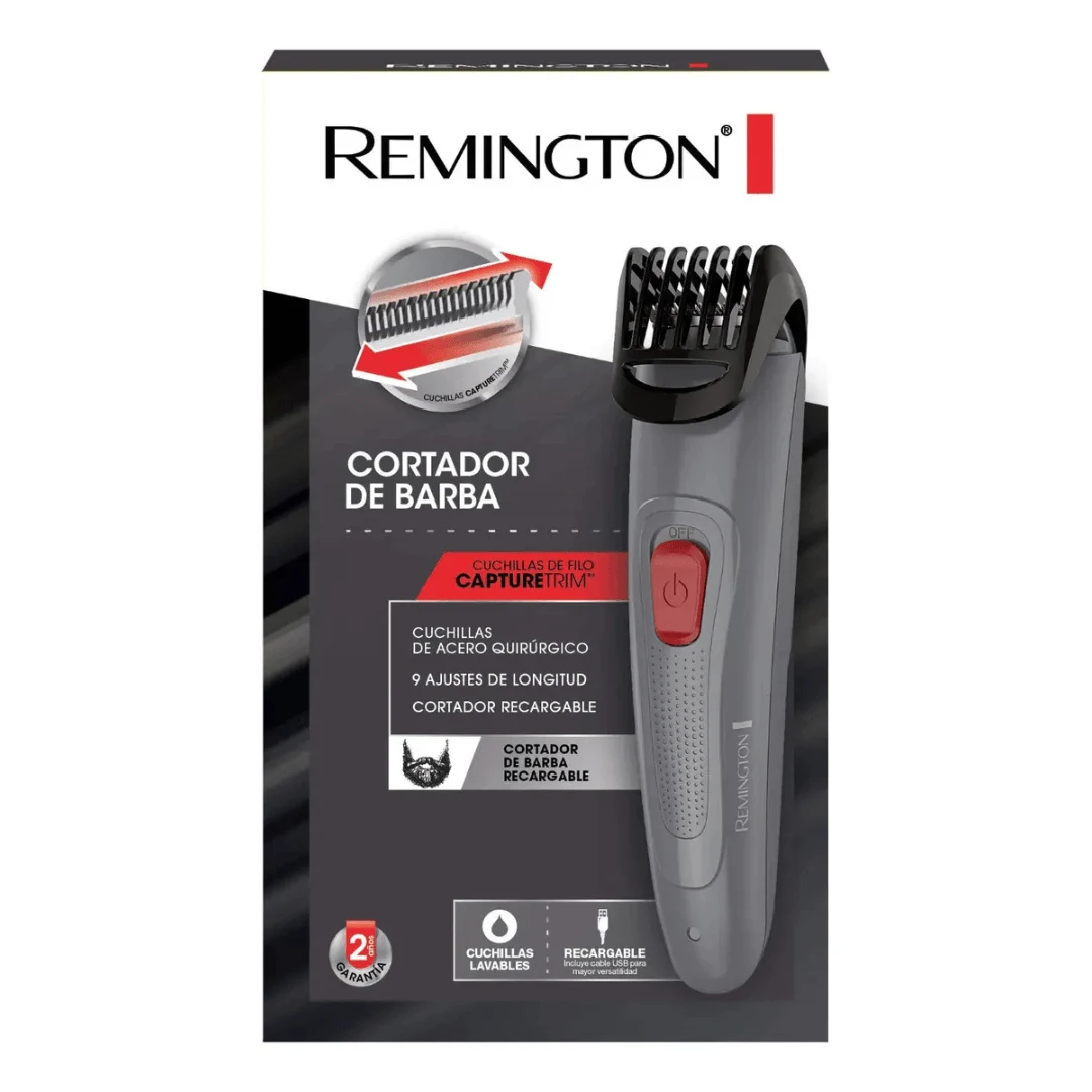 Maquina corta pelo y Barba Remington Recargable, Negro Mb08a Color Plateado.
